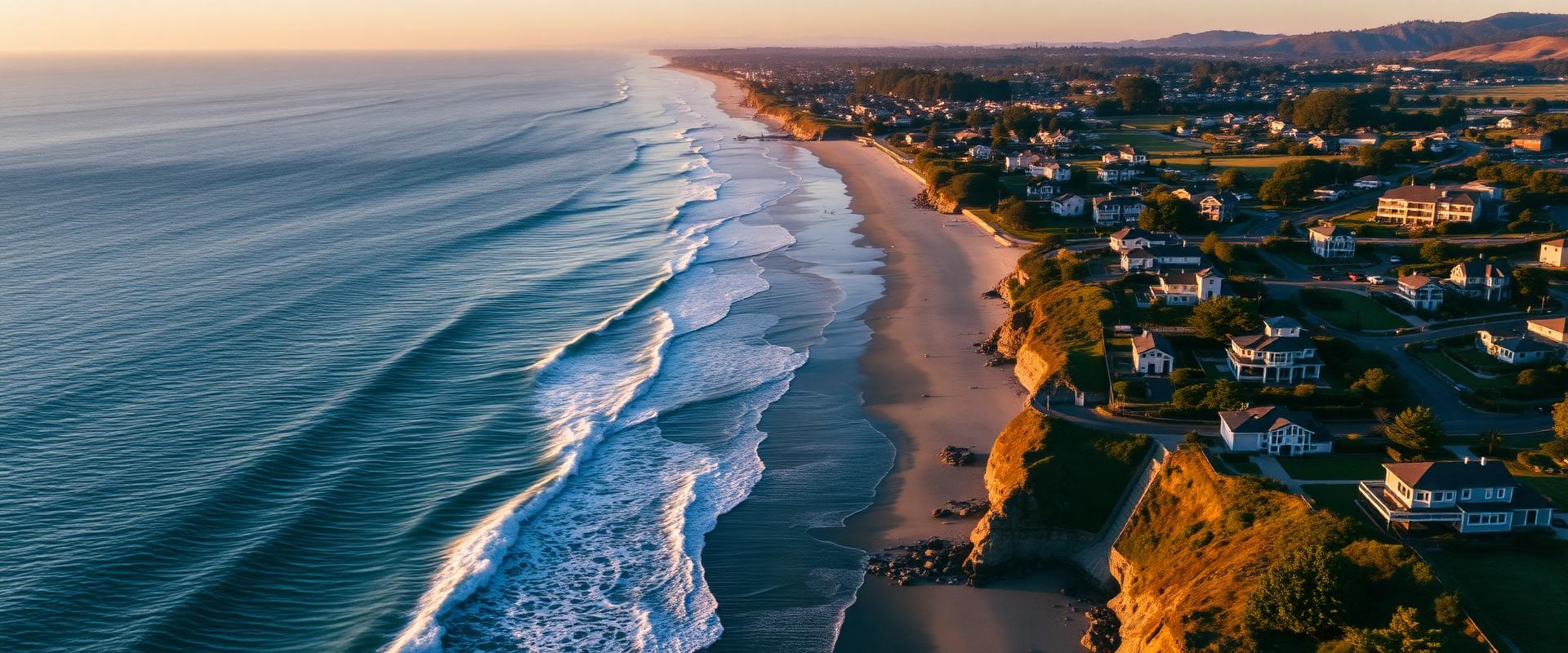 Santa Cruz coastal homes aerial view